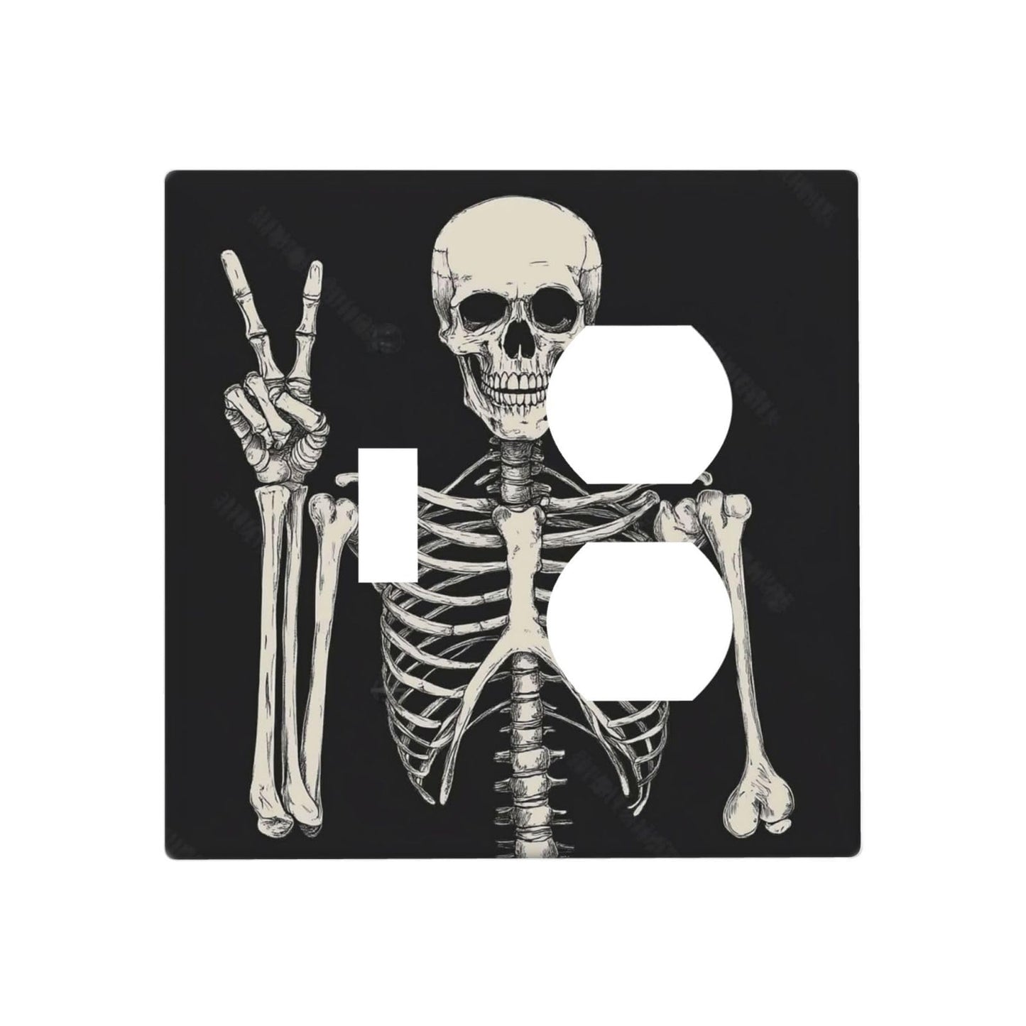 Donecmminery Wallplates Skeleton Skull Boho Hippie Dark Background 1 Toggle 1 Duplex Switch Plate Electrical Gfci Faceplate Decorative Light Switch Covers For Cabin Office Decor