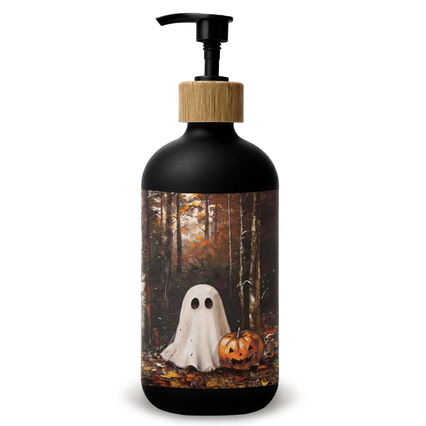 Stelloriellea Forest Ghost Halloween Glass Soap Dispenser with Pump