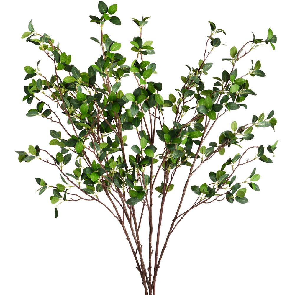 Antspirit 3pcs Faux Stems Artificial Branches for Vase Artificial Stems Artificial Greenery Stems Faux Green Stems Artificial Eucalytus Branches Fake Stems(42"/Each Branch)