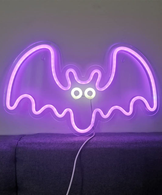 BYOSEKA Bat Neon LED Sign - Purple Neon Light for Party, Bar & Home Decor