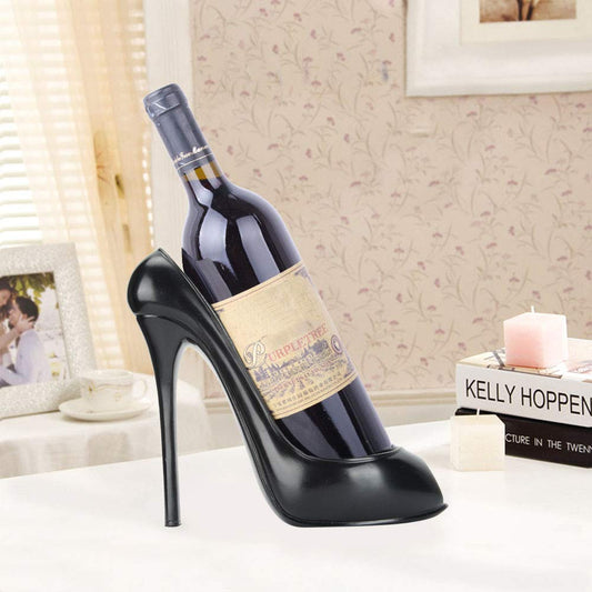 HAOHIZE High Heel Wine Holder, Black High Heel Shaped Wine Bottle Holder Shoe Shape Wine Rack Wine Bottle Holder Display Stand for Wedding Party Home Decor
