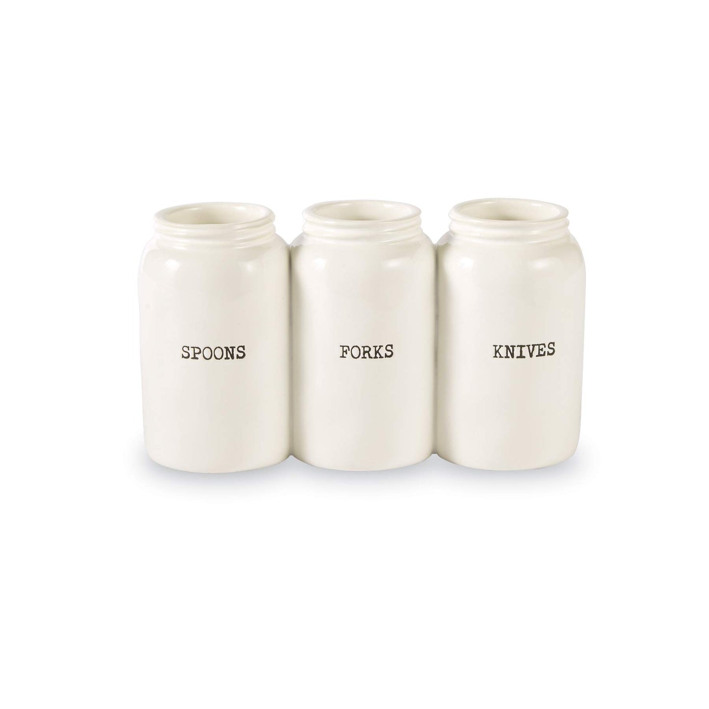 Farmhouse Ceramic Triple Utensil Holder