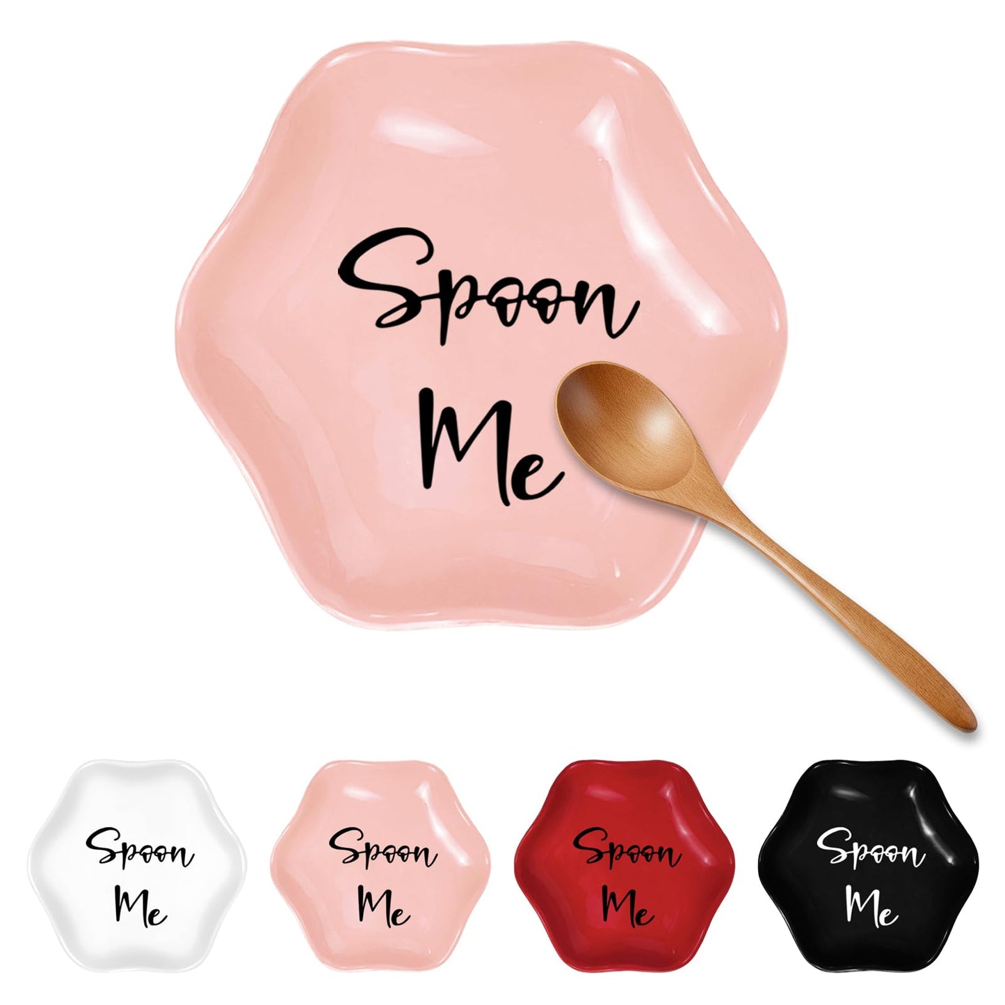 Funny Ceramic Spoon Rest for Kitchen Counter Stove Top, 5.8 Inch Heat-Resistant Utensil Holder for Cooking, Spoons, Ladles, Tongs, Cute Kitchen Decor, Housewarming Gift for Women Men (Pink)