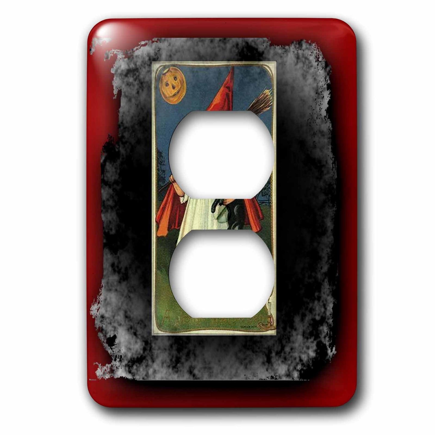 3dRose lsp_6195_6 Vintage Halloween Witch Girl And Black Cat 2 Plug Outlet Cover