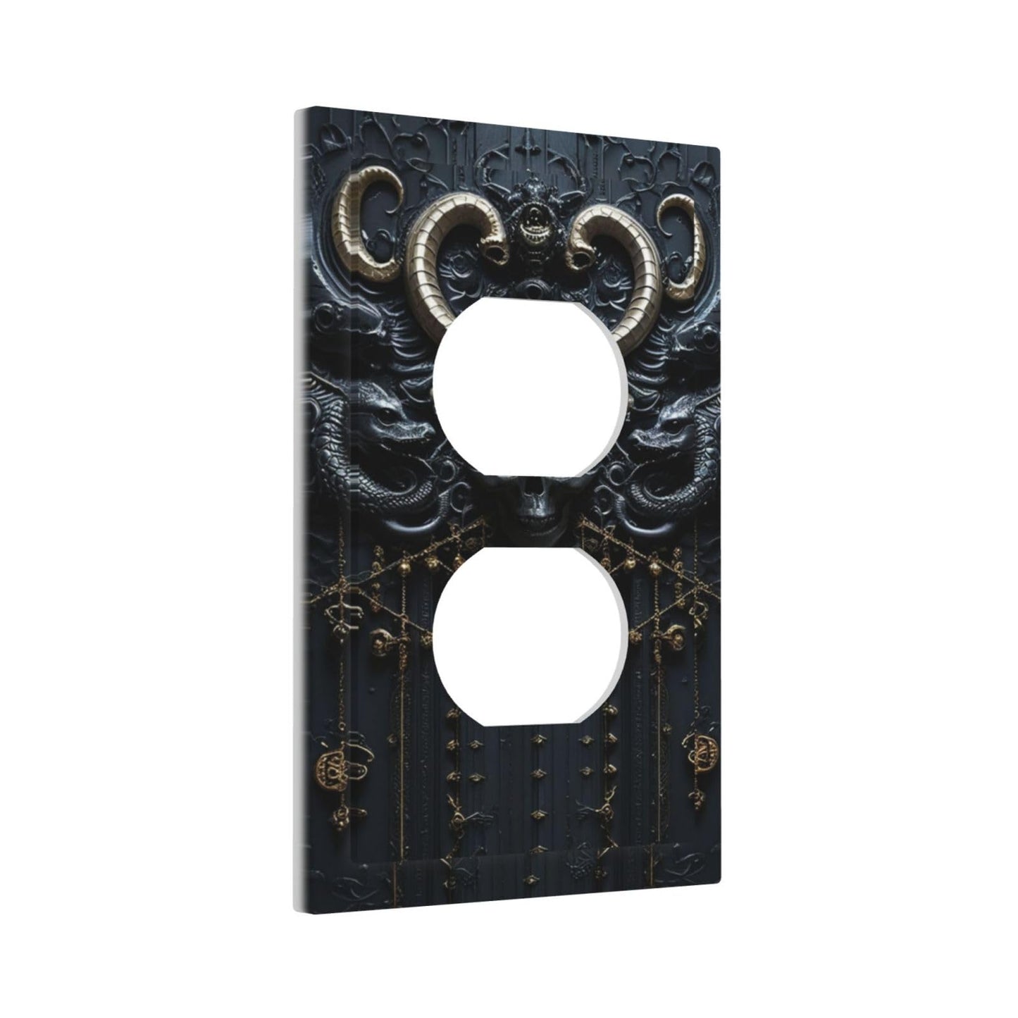 Decorative Outlet Covers Mid Century Dark Fantasy Gothic Skull Horror 1 Gang Duplex Light Switch Cover Plate Electrical Switch plates Wall Plates Receptacle Covers for Bathroom Bedroom Decor