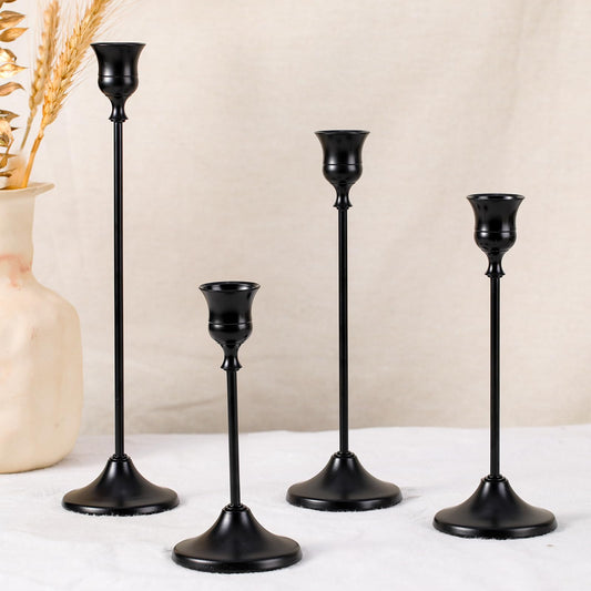Sunnyfuture Candlestick Holders, 4PCS Taper Candle Holder for Candlesticks, Black Candle Holders for Table Centerpiece, Wedding, Party