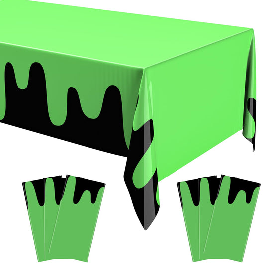 Remagr 6 Pcs Ghost Themed Plastic Tablecloths 54 x 108 Inch Waterproof Rectangle Table Cover Disposable Table Cloth for Boy Birthday Party Halloween Decorations Baby Showers Supplies (Ghost,Gooey)