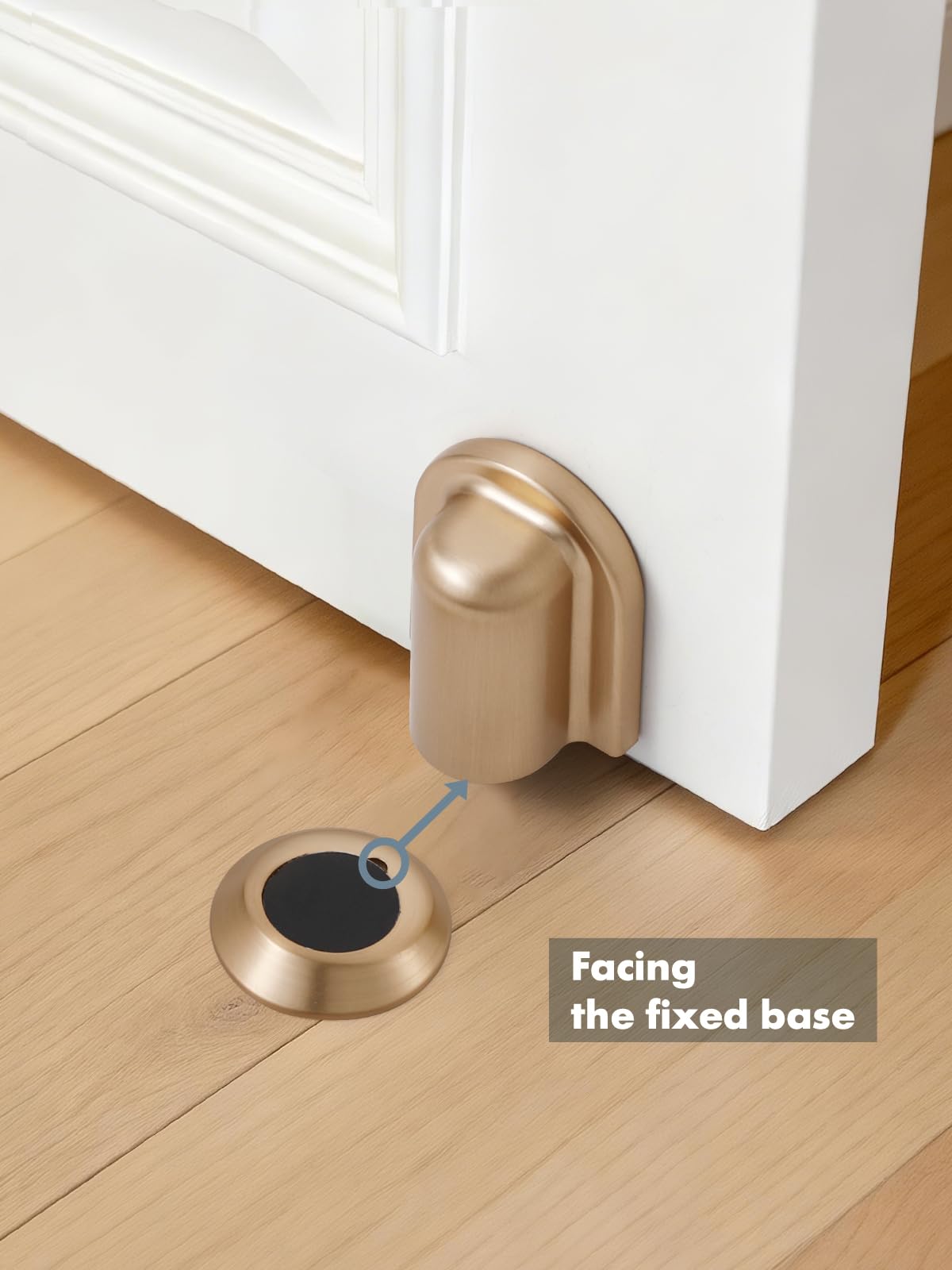 SORWDUERM 2 Pack Champagne Bronze Door Stopper Magnetic Door Cathc Matte Black Floor Mounted Door Stop Keep Door Open with Screws and Adhesive No Drilling