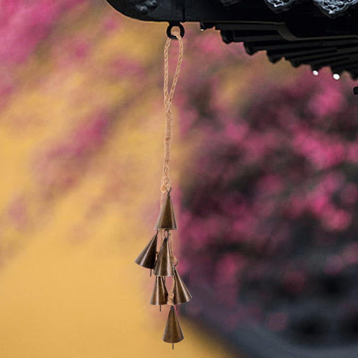 GANAZONO Outdoor Decor Witch Bells Door Knob Hanger Wind Chimes Hanging Bells with Rope Wreath Handmade Handicrafts Rustic Witchcraft Supplies for Home Room Garden Decor A Wall Hanging Decor