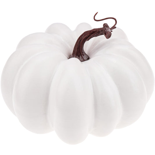 Meiwlong 6.7 Inch White Artificial Pumpkins for Decorating,Carvable Foam Pumpkin for DIY Crafts,Fall Home Decorations,Plastic Pumpkins for Thanksgiving Halloween Table Centerpiece Decor
