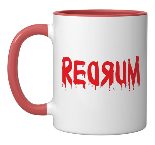 Redrum T Shirt Scary Creepy Bloody Halloween T Shirt Ceramic Mug, Red/White