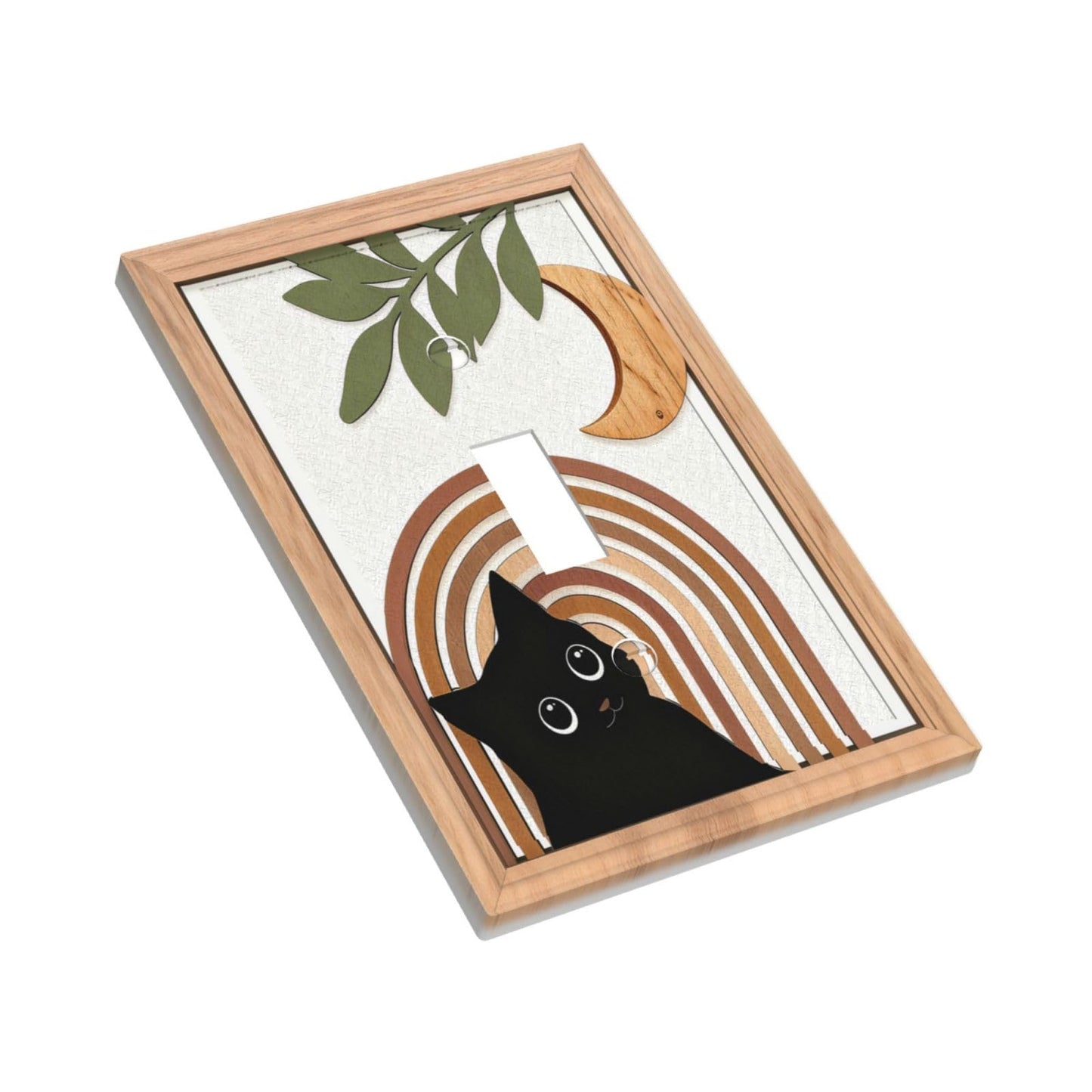 Decorative Art Light Switch Covers Boho Cat Under Moon Single Toggle Outlet Decorative Switch plate Faceplate GFCI Light Switch Covers for Home Decor