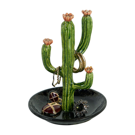 NIKKY HOME Vintage Cactus Ring Holder Jewelry Dish, Antique Trinket Display Decorative Metal Tray Classy Bridesmaid Birthday Gifts for Women