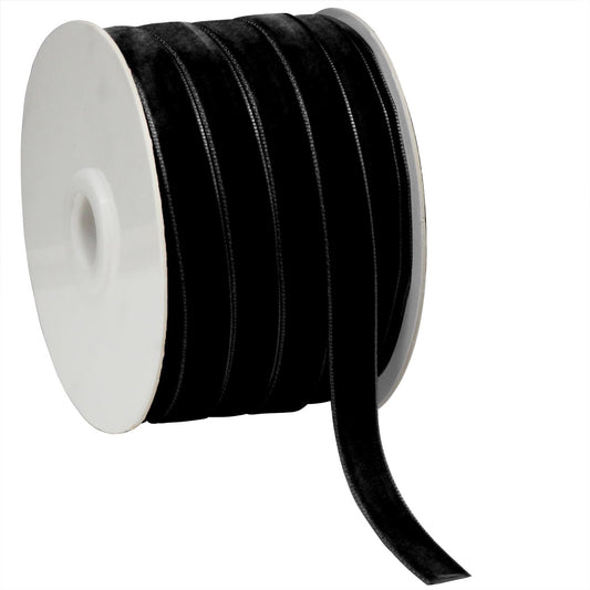 OZXCHIXU Black Velvet Ribbon 30 Meters 3/8 Inch Fabric Vintage Thin Velvet Ribbon for Gift Wrapping, Hair Bows, Flower Bouquet, Choker, Wedding, Halloween, Christmas or Party Decorations.