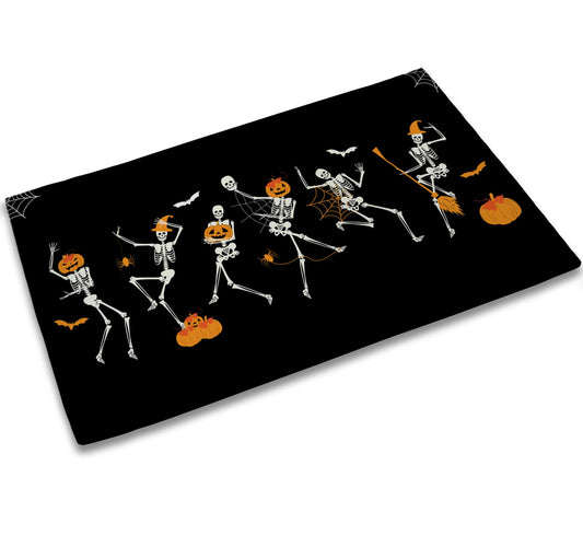 TUBAMQ Happy Halloween Door Mat 17x30 Inch,Funny Skulls Spider Web Welcome Mats Home Decor Farmhouse Doormats,Decorations for Front Door,Indoor,Outdoor