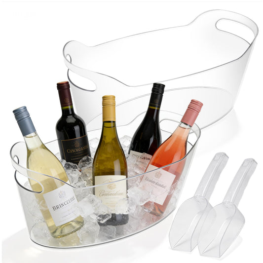 Yeatruojeet 2 PCS Ice Bucket for Parties, 6.5L Large Ice Bucket, 1.7 Gallon Champagne Bucket with 2 Scoops, Beverage Tub Mimosa Bar Supplies for Champagne, Beer, Cocktail