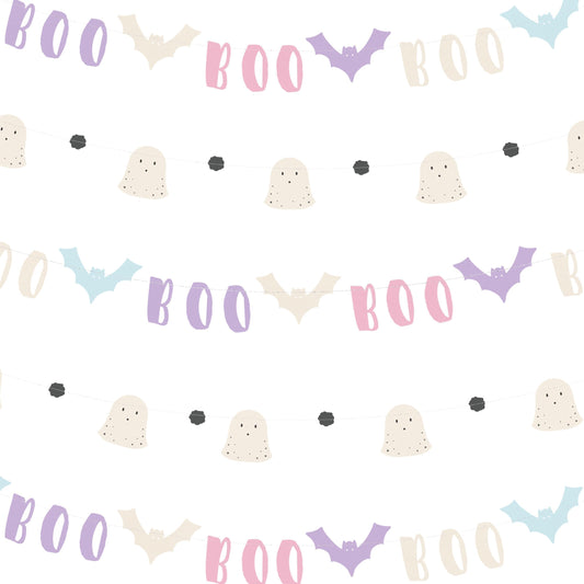 Cheerland Pastel Halloween Decorations Summerween Garland Bat Boo Ghost Pastelween Banner Hanging Photo Booth Backdrop for Cute Spooky Classroom Mantle Fireplace Baby Shower Birthday Party Decor 2pcs