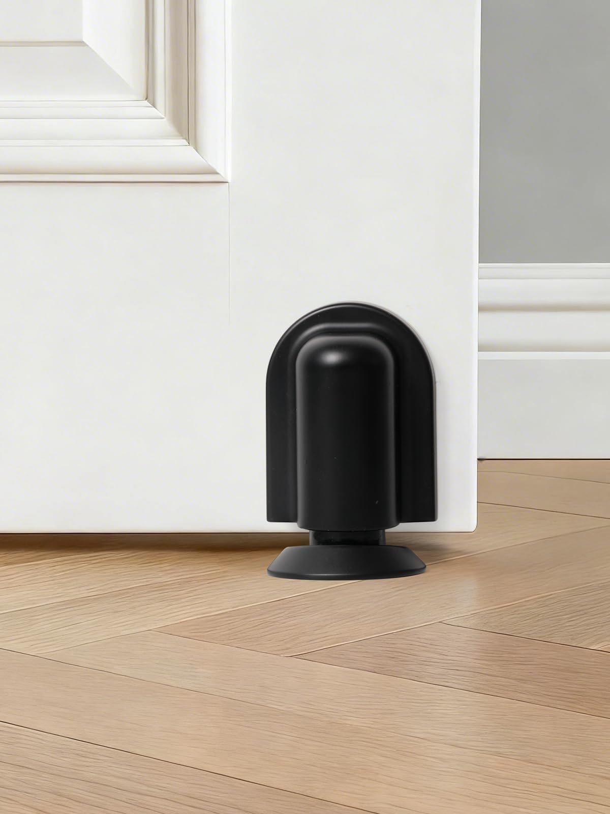 SORWDUERM 2 Pack Black Door Stopper Magnetic Door Cathc Matte Black Floor Mounted Door Stop Keep Door Open with Screws and Adhesive No Drilling