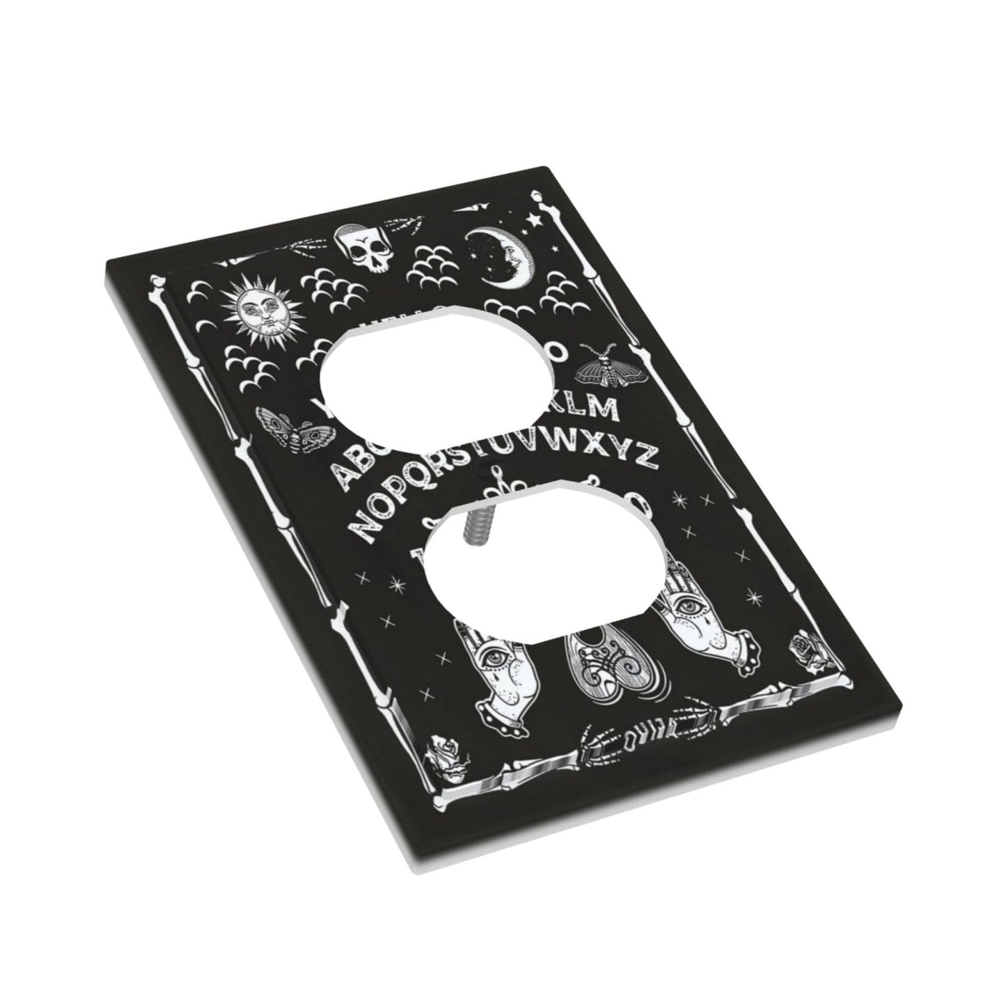 Wpshijia Black Witchy Skeleton Skull Gothic Sun Moon Single Duplex Wall Plate Covers Novelty Light Switch Cover 1 Gang Outlet Plate Decorative Unique Electrical Receptacle Art Faceplate Switchplate