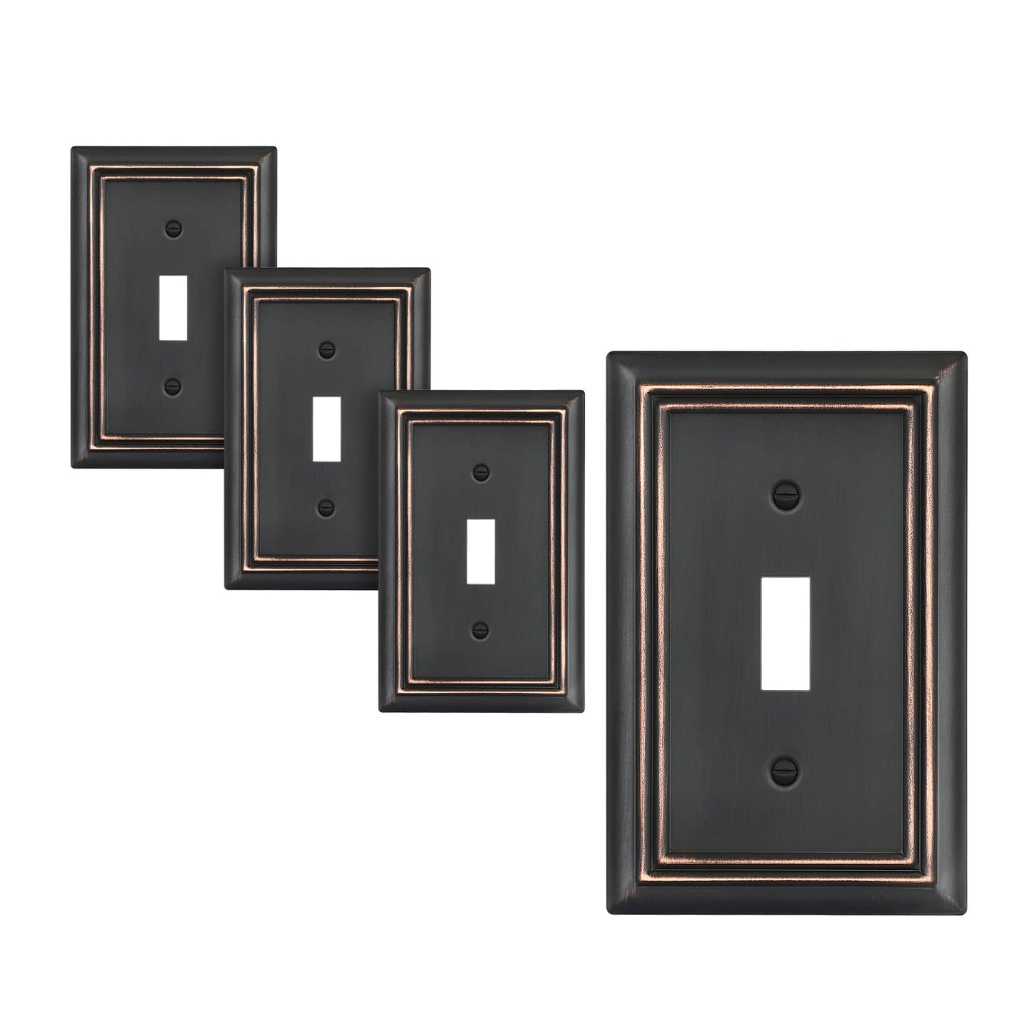 DEWENWILS Toggle Wallplates, Aged Bronze Light Switch Covers, Heavy Duty Matel Material, Pack of 4