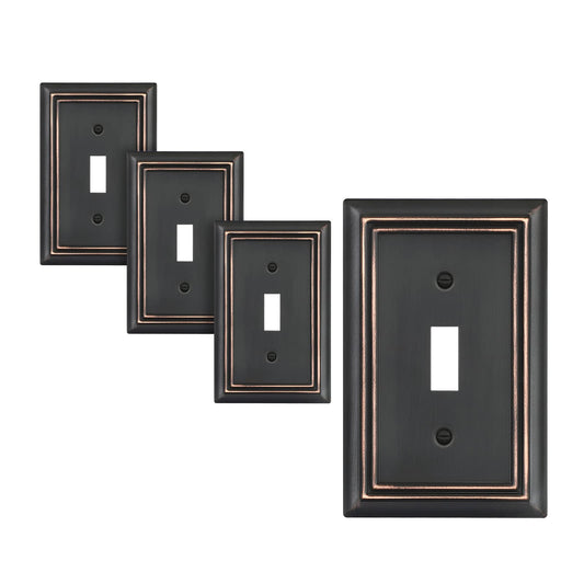 DEWENWILS Toggle Wallplates, Aged Bronze Light Switch Covers, Heavy Duty Matel Material, Pack of 4