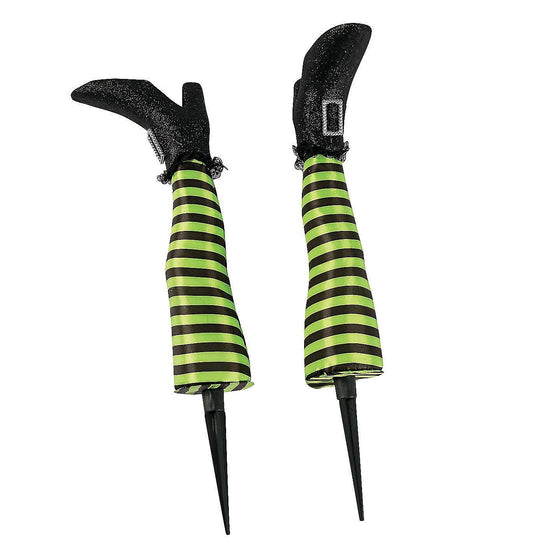 Fun Express Witch Legs Yard Stakes Halloween Decorations Outdoor - 2 Pack Crashing Witch Decor 18" Foam Stakes for Front Yard, Lawn & Garden | Funny Upside Down Witches Legs Halloween Decorations