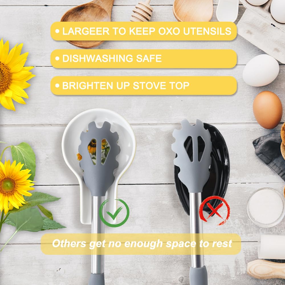 Spoon Rest for Stove Top - Sunflower Christmas Spoon Rest for Kitchen Counter Sunflower Embossment Gift Box Ready Kitchen Decor Farmhouse