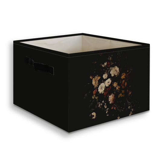 JUIOEIU Moody Floral Decor Basket Foldable Storage Bins Box with Handles, Dark Academia Cottagecore Rustic Wildflower Botanical Organizer Basket for Bedroom Bathroom Kids Room Clothes Toys Books