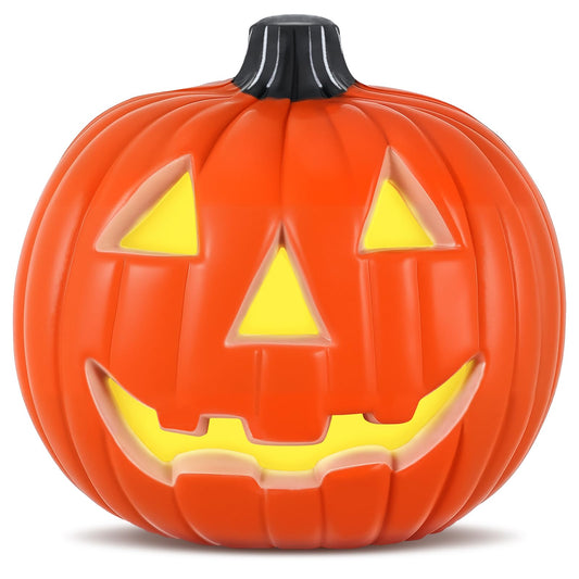 MAELSTROM Halloween Pumpkin Lights Jack O Lanterns Vintage Halloween Decorations Classic Plastic Pumpkin Statue Light Up Table Decor for Home Office Haunt House Party Decorations (A)