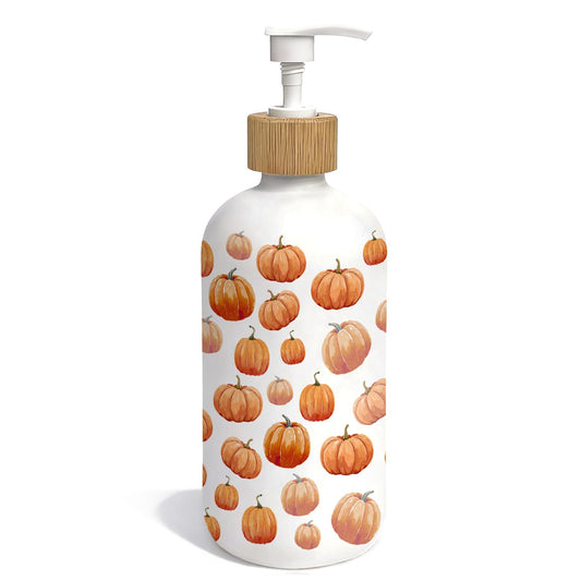 OuOvOwO Farmhouse Fall Pumpkin Glass Soap Dispenser