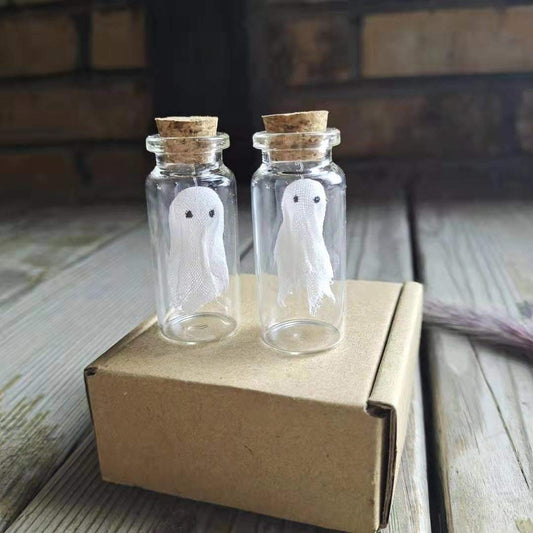 LFaize Pack of 2,Little Ghost in a Bottle,Miniature Ghost, Halloween,Ghost gift,Funny Pet Ghost