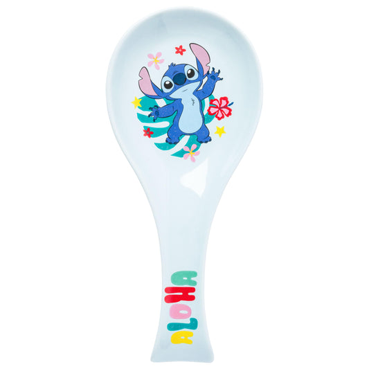 Silver Buffalo Disney Lilo and Stitch “Aloha” Ceramic Spoon Rest, 9.45” x 1” x 4.25”