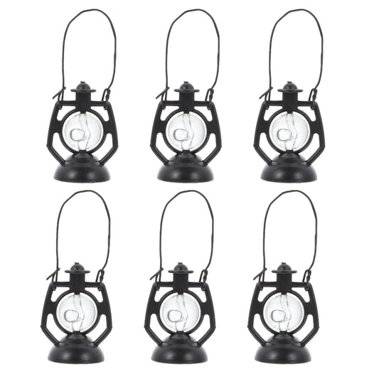 6Pcs 1:12 Scale Miniature Kerosene Lanterns - Vintage Tiny Lamp Dollhouse Accessories Micro Landscape Decor for Dollhouse Room Ornament DIY Crafts