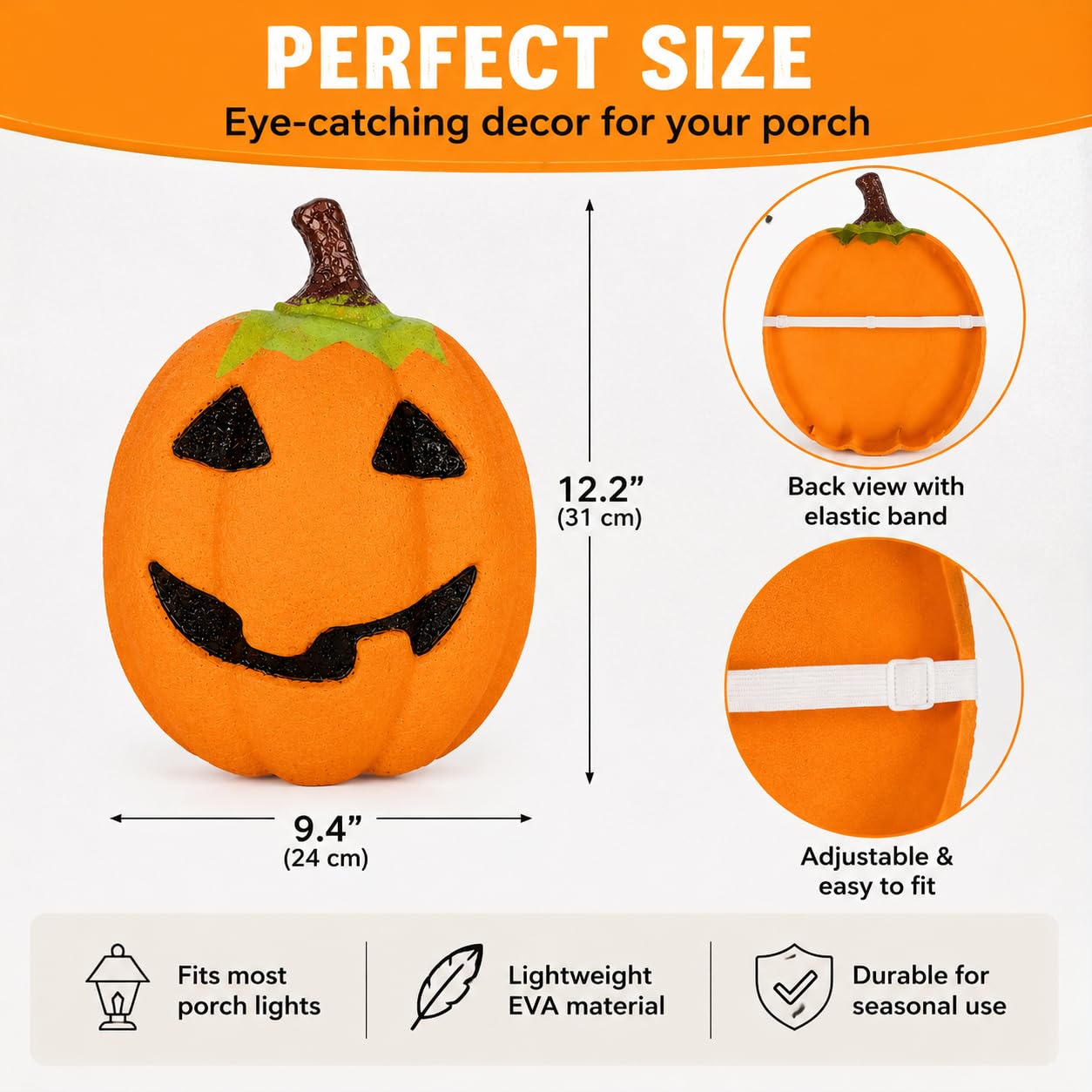 AOGU Pumpkin Porch Light Cover 2PC Halloween Decorations Outdoor Garage Lights Large Fixtures