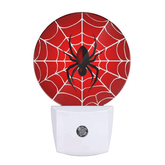Mugod Red Spider Web Night Light Hero Theme Cartoon Nights Light Plug into Wall with Dusk-to-Dawn Sensor LED Nightlights 0.5W Sleep-Friendly for Teen Boys
