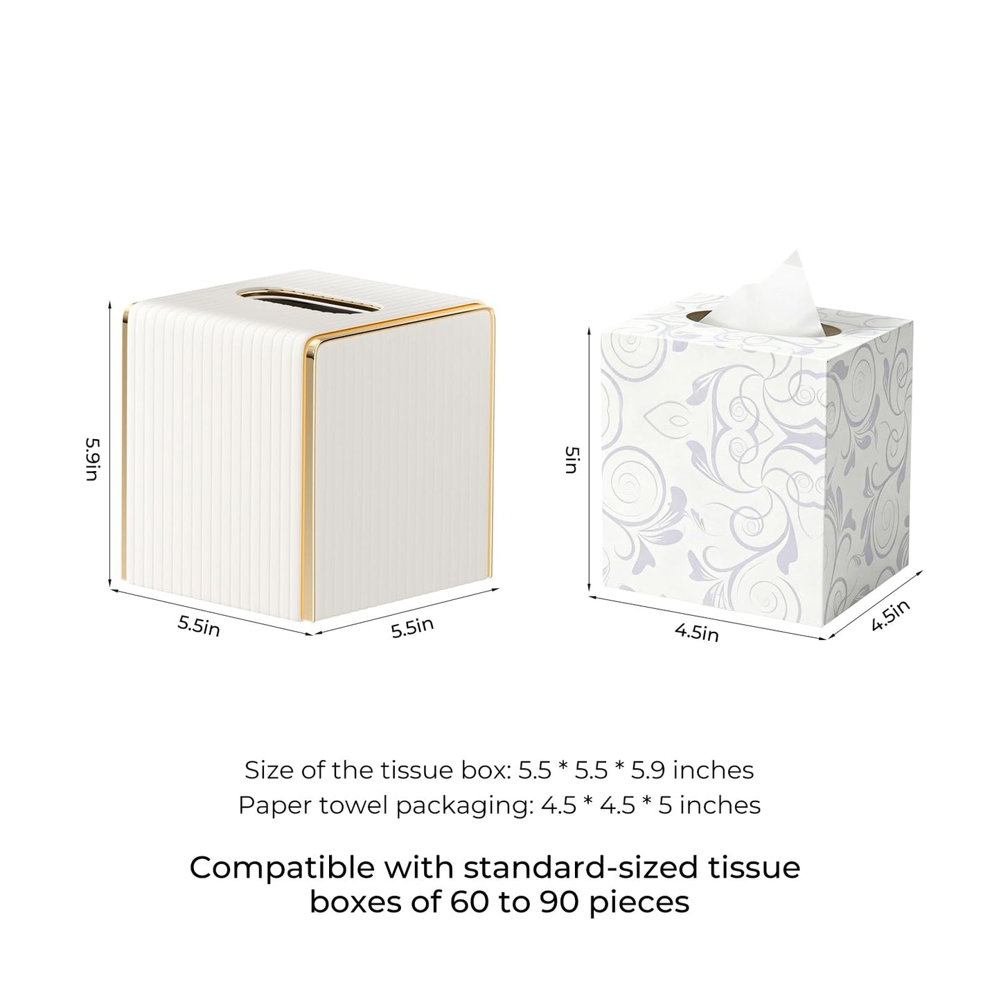 White PU Leather Tissue Box Cover Square