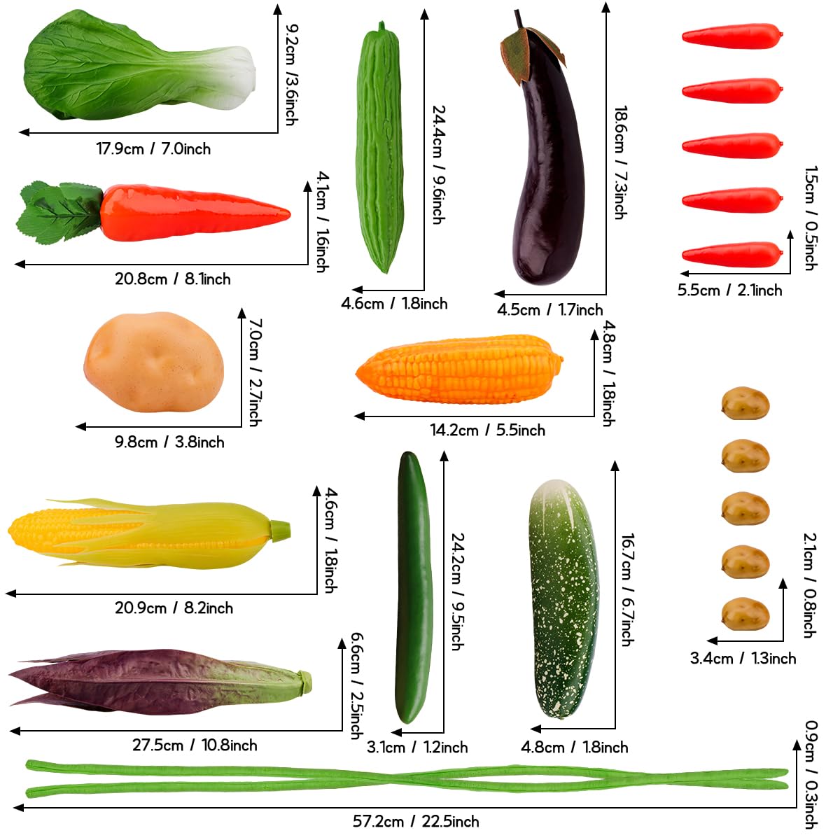 Meiwlong 22 Pcs Fake Vegetables,Realistic Artificial Vegetable & Fruits