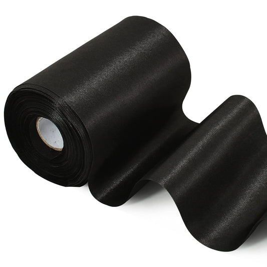 TONIFUL 4 Inch Wide Black Solid Satin Ribbon 22yd Fabric Large Ribbon for Cutting Ceremony Grand Opening Chair Sashes Table Hair Car Bows Floral Craft Gift Wrapping Wedding Halloween Party Decoration