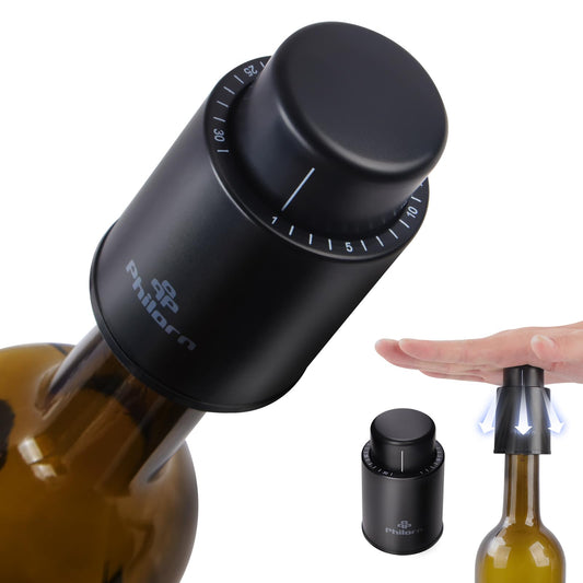 3 PACK Wine Bottle Stoppers, Philorn Vacuum Wine Stoppers - Saver Toppers for Wine Bottles, Reusable Wine Cork Cover Keep Wine Fresh after Opening, Real Vacuum Pump Wine Keeper Cap Preserver - Gifts