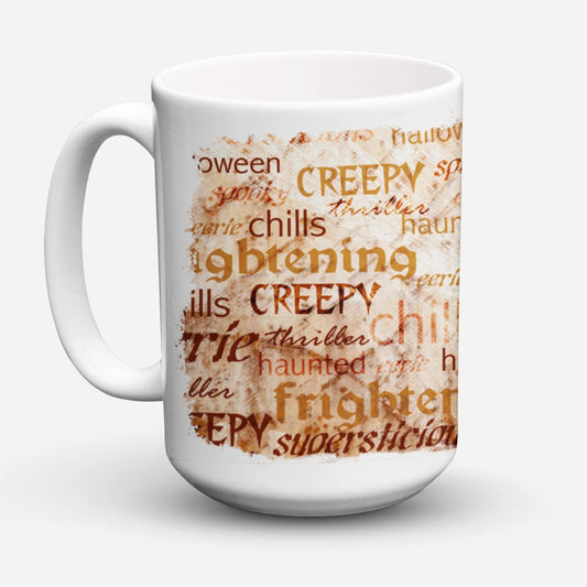 Caroline's Treasures SB3012CM15 Creepy, Haunted and Frightful with skulls Halloween Dishwasher Safe Microwavable Ceramic Coffee Mug 15 ounce, 15 ounce, multicolor