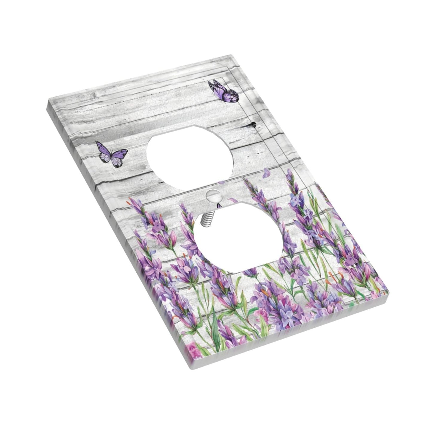 CKHTER Lavender Purple Lilac Butterfly Outlet Covers Light Switch Cover Decorative Rustic Floral Wall Plate Farmhouse Receptacle Faceplates for Living Room Bedroom Bathroom House