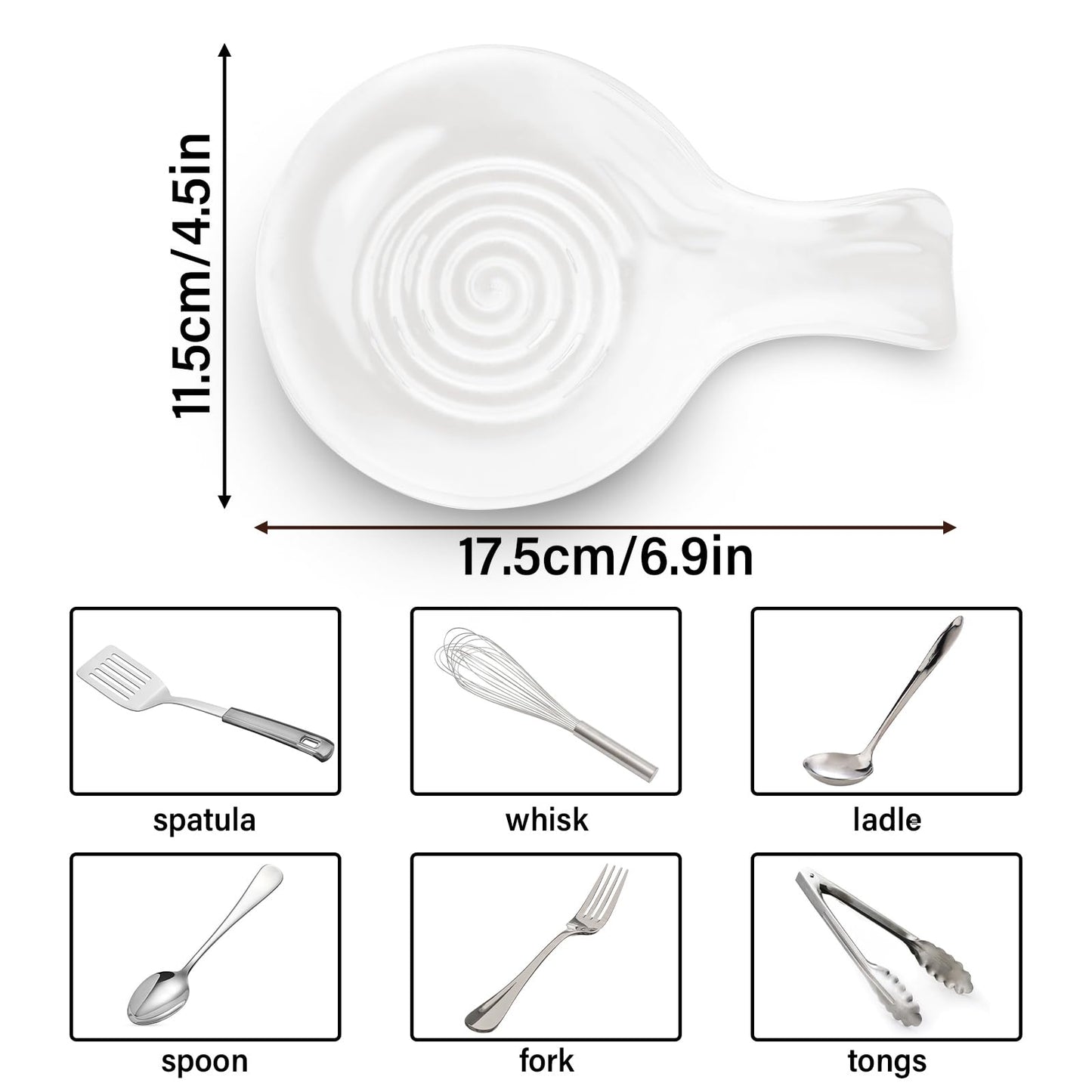 JINIHFW Spoon Rest for Kitchen, Ceramic Spoon Holder for Stove Top, Cooking Spoon Holder，Coffee Spoon Holder,Heat Resistant Utensil Rest for Countertop, Dishwasher Safe, White （1 PCS）