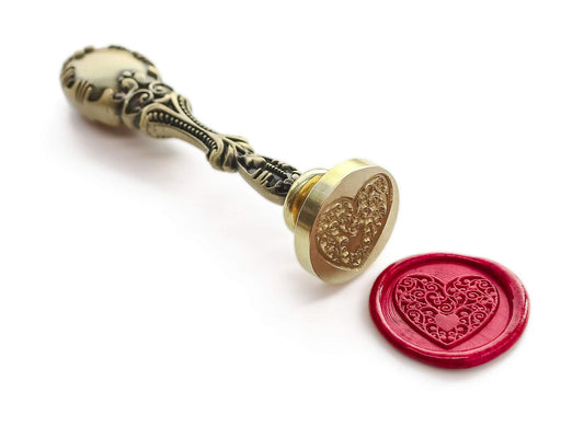Wax Sealing Stamper, VOOSEYHOME Heart Seal Stamp with Vintage Brass Metal Handle, Decorating on Invitation Mail Envelope Letter Poster Packings for Birthday Themed Party Wedding Signature