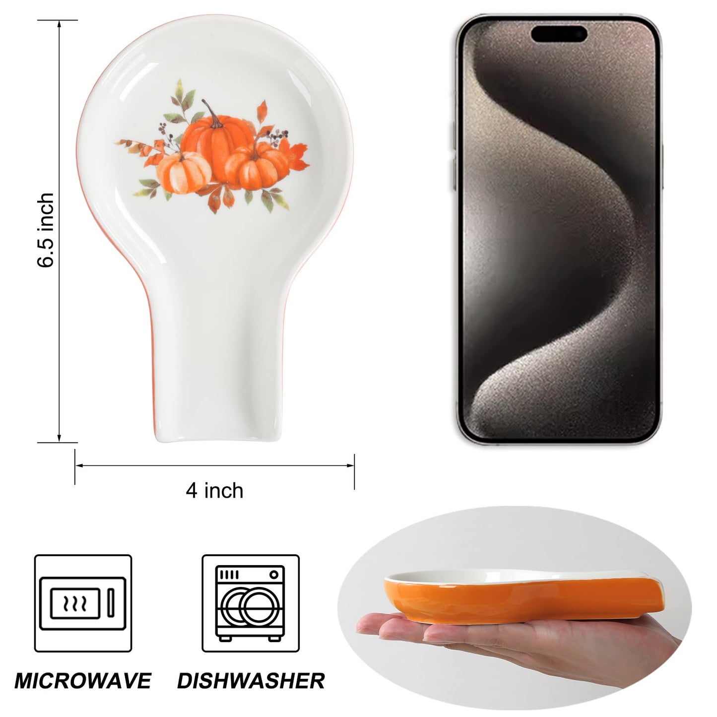 Spoon Rest - Spoon Rest for Stove Top Pumpkin Decor Ceramic Spoon Holder for Kitchen Counter with Gift Box Ready