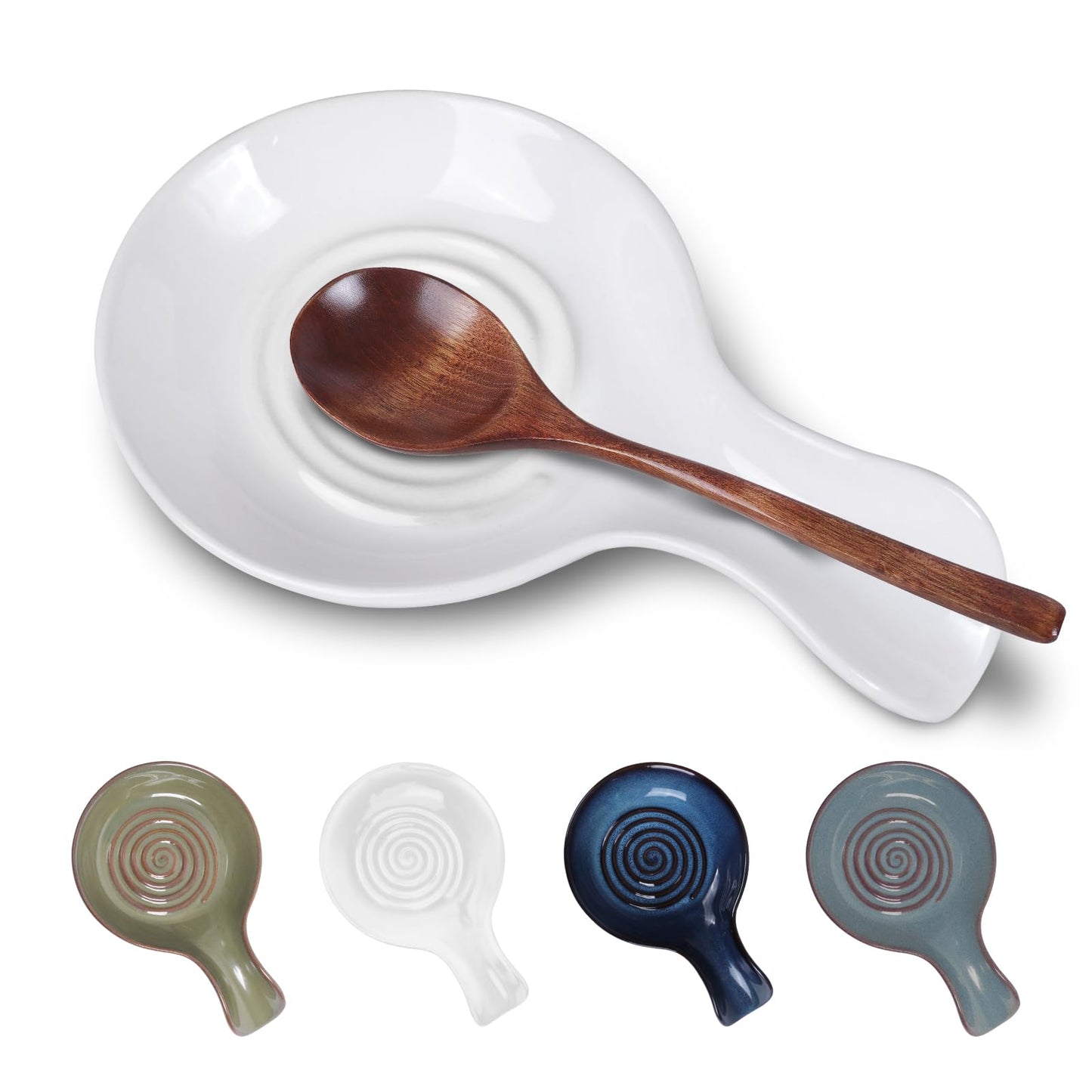 JINIHFW Spoon Rest for Kitchen, Ceramic Spoon Holder for Stove Top, Cooking Spoon Holder，Coffee Spoon Holder,Heat Resistant Utensil Rest for Countertop, Dishwasher Safe, White （1 PCS）