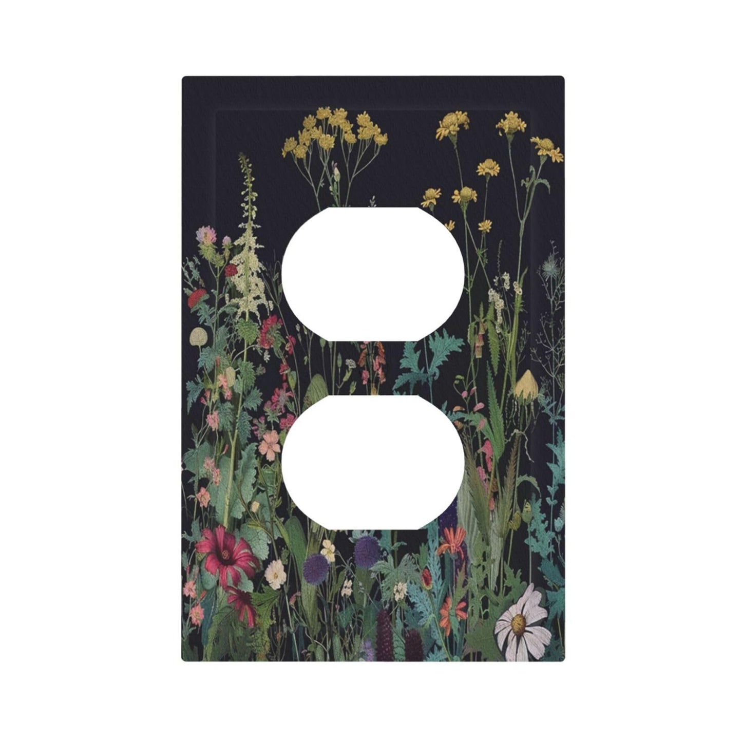 Tewujay Outlet Covers Boho Wildflowers Herbs Floral 1 Gang Duplex Light Switch Cover Plate Decorative Wall Plates Electrical Switchplate Receptacle Cover for Bathroom Bedroom Decor