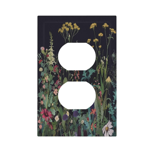 Tewujay Outlet Covers Boho Wildflowers Herbs Floral 1 Gang Duplex Light Switch Cover Plate Decorative Wall Plates Electrical Switchplate Receptacle Cover for Bathroom Bedroom Decor