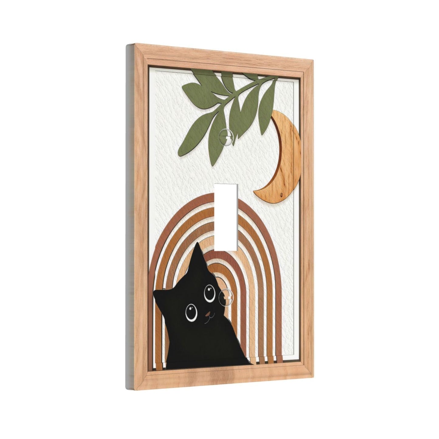 Decorative Art Light Switch Covers Boho Cat Under Moon Single Toggle Outlet Decorative Switch plate Faceplate GFCI Light Switch Covers for Home Decor