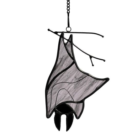 Lcensp Stained Glass Bat Decor Window Hangings Ornament, Gothic Bat Suncatcher Halloween Decorations Gifts, Handmade Occult Sun Catchers Indoor Window Home Decor