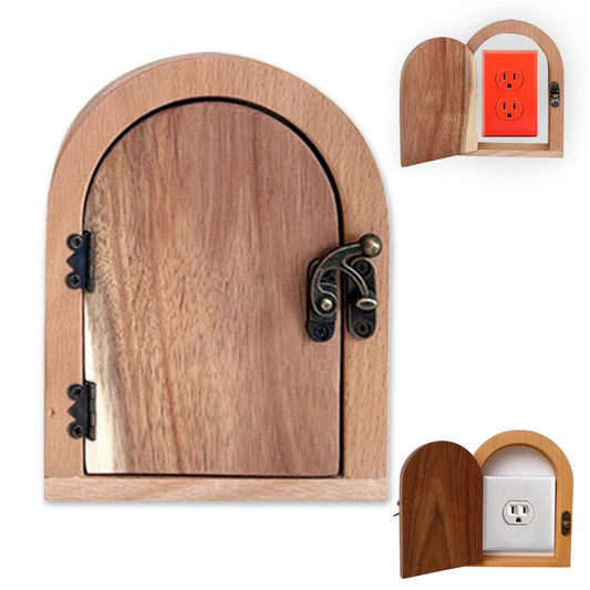 Light Switch Cover Guard, Fairy Door Outlet Cover Plate,Self-Adhesive Outlet Cover,Required Outlet Covers for Baby Proofing Creates a Fairy-tale Atmosphere(left door)